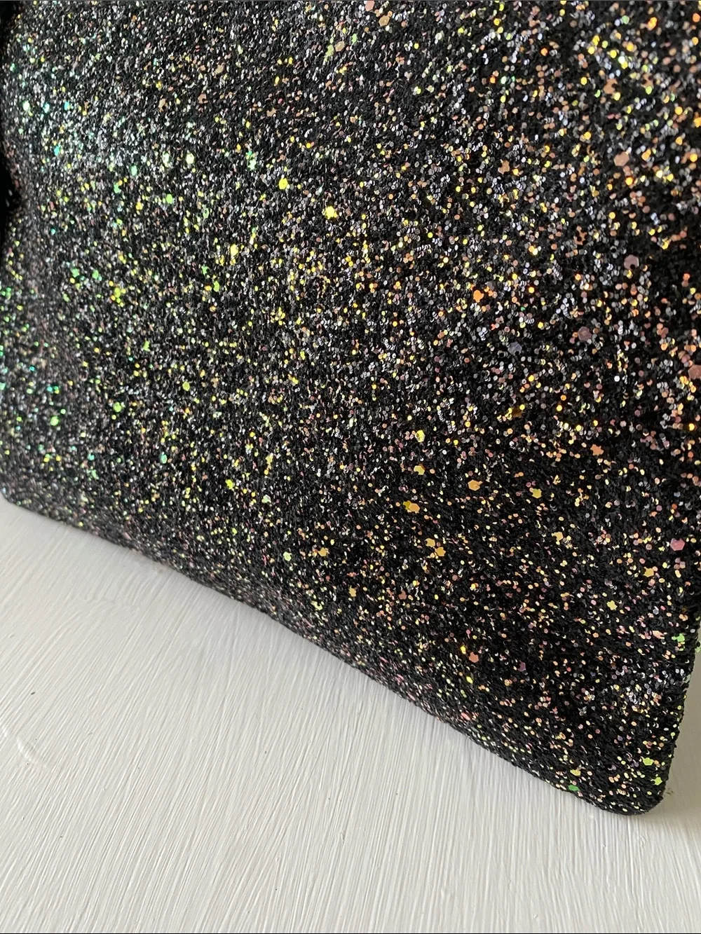 Multicolor Sequin Glitter Sparkle Wristlet Clutch Bag, Black Shimmery Rose Gold